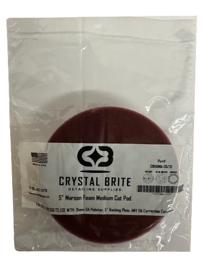 Crystal Brite 5" Maroon Foam Medium Cut Pad