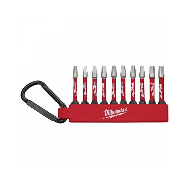 Milwaukee 2 in. SQ 1, 2, 3 SHOCKWAVE Impact Duty Driving Bit Set with Carabiner Holder - 10 Piece