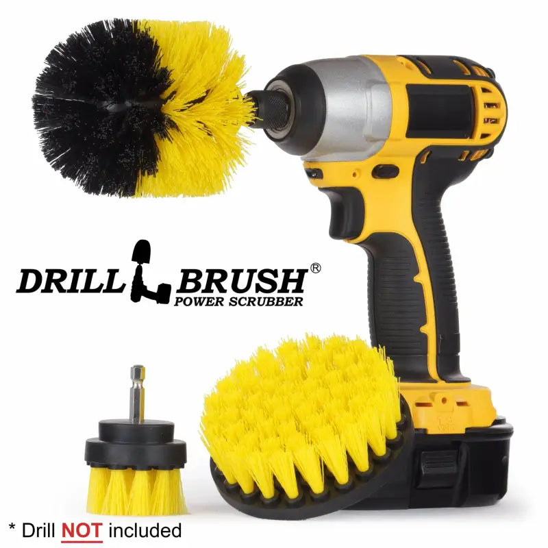 Drill Brush Accessory DRILL BRUSH KIT – YELLOW (2″ROUND, 4″ FLAT, 4″ BULLET) -** DRILL NOT INCLUDED**
