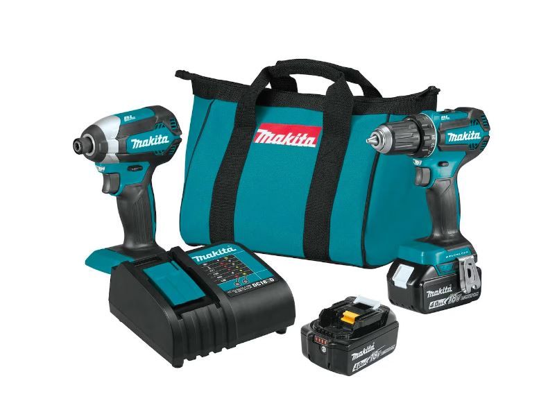 Makita 18V LXT Brushless Cordless Drill-Driver & Impact Driver Kit with 2x4.0ah Batteries, Charger & Bag