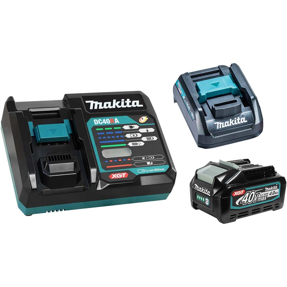 Kit de démarrage Makita 40 V MAX XGT 4,0 Ah Li-Ion, chargeur rapide et adaptateur de charge LXT