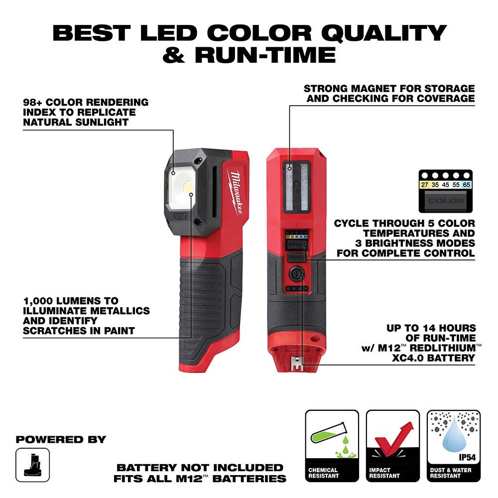 Milwaukee M12 Paint and Detailing Color Match Light (Tool Only)