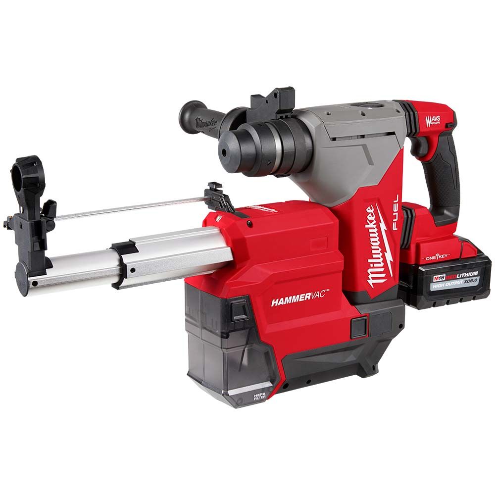 Milwaukee M18 FUEL 1-1/8" SDS Plus Rotary Hammer w/ ONE-KEY & HAMMERVAC Dedicated Dust Extractor Kit