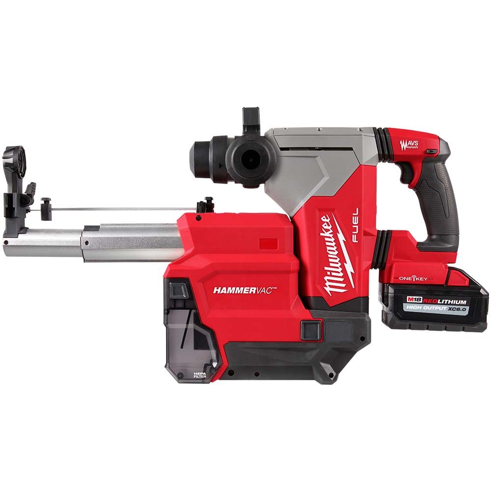 Milwaukee M18 FUEL 1-1/8" SDS Plus Rotary Hammer w/ ONE-KEY & HAMMERVAC Dedicated Dust Extractor Kit