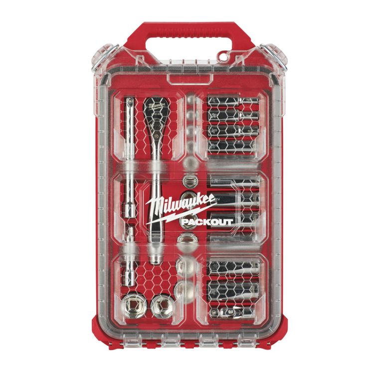 Milwaukee 3/8 in. Ratchet & Socket Set with PACKOUT Organizer - 28 Piece