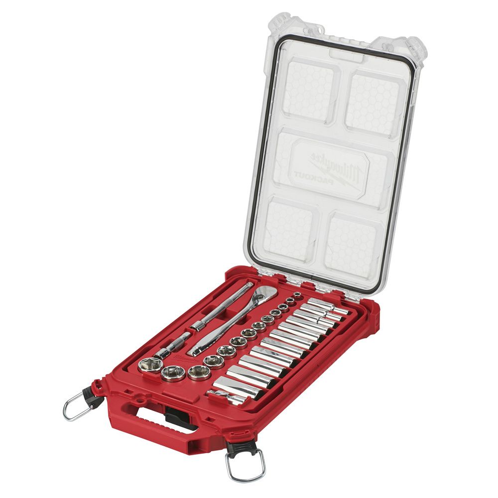Milwaukee 3/8 in. Ratchet & Socket Set with PACKOUT Organizer - 28 Piece
