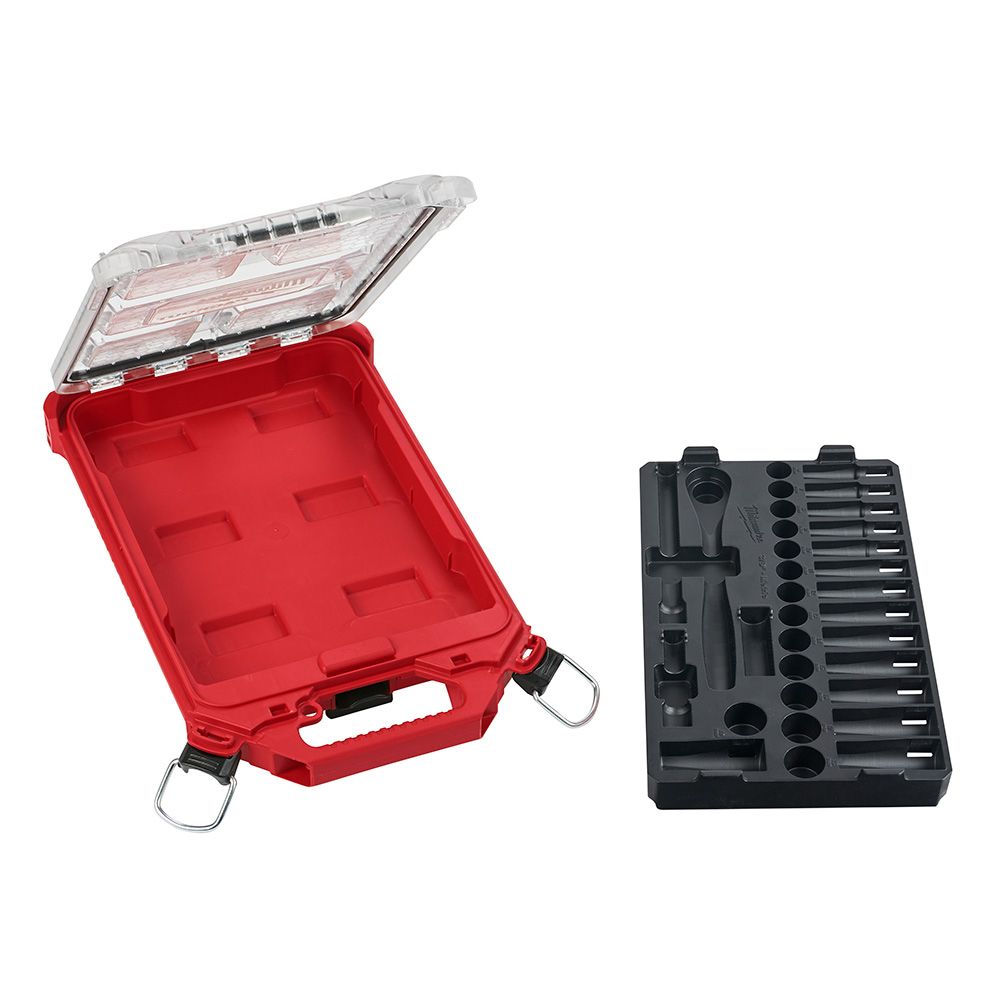 Milwaukee 3/8 in. Ratchet and Socket Set in PACKOUT - Metric - 32 Piece