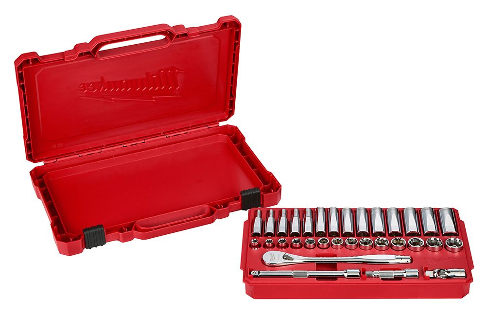 Milwaukee 3/8 in. Drive Ratchet & Socket Set - Metric - 32 Piece