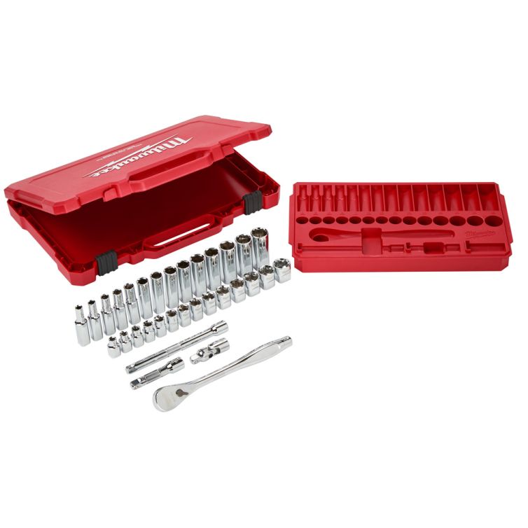 Milwaukee 3/8 in. Drive Ratchet & Socket Set - Metric - 32 Piece