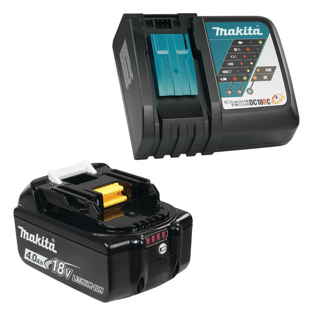 Kit de démarrage avec batterie lithium-ion Makita 18 V LXT 4,0 Ah et chargeur rapide, avec sac à outils