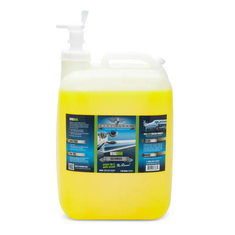 Real Clean Aviation Products Aircraft Wash 5 Gallon with Dispensing Spout Real Clean Aviation WingMan Bug Remover Spray