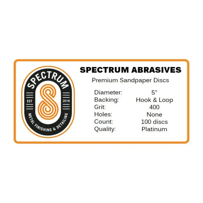 Spectrum Miscellaneous 5" / 400 Spectrum Abrasives Hook & Loop Sandpaper Discs