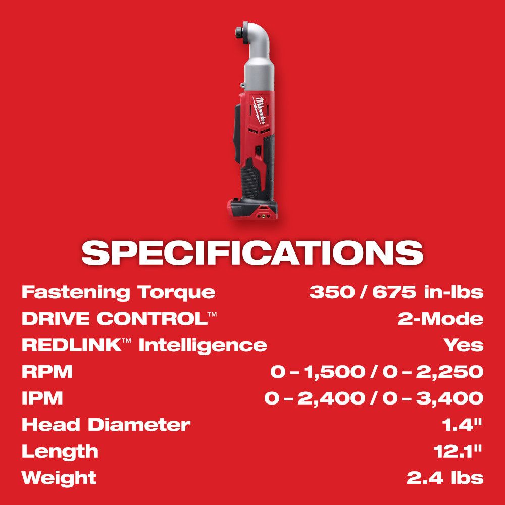 Milwaukee M12 12 Volt Lithium-Ion Cordless 1/4 in. Hex Right Angle Impact Driver - Tool Only