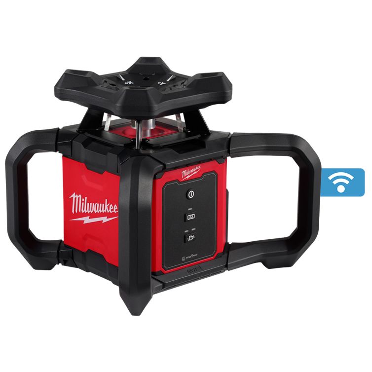 Milwaukee M18 Red Exterior Rotary Laser Level Kit with Receiver Tripod and Grade Rod