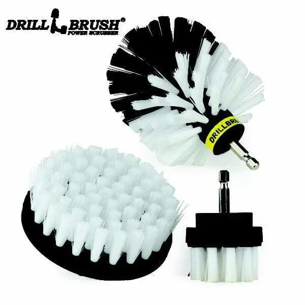 Drill Brush Accessory DRILL BRUSH KIT – WHITE (2″ROUND, 4″ FLAT, 4″ BULLET) ** DRILL NOT INCLUDED**