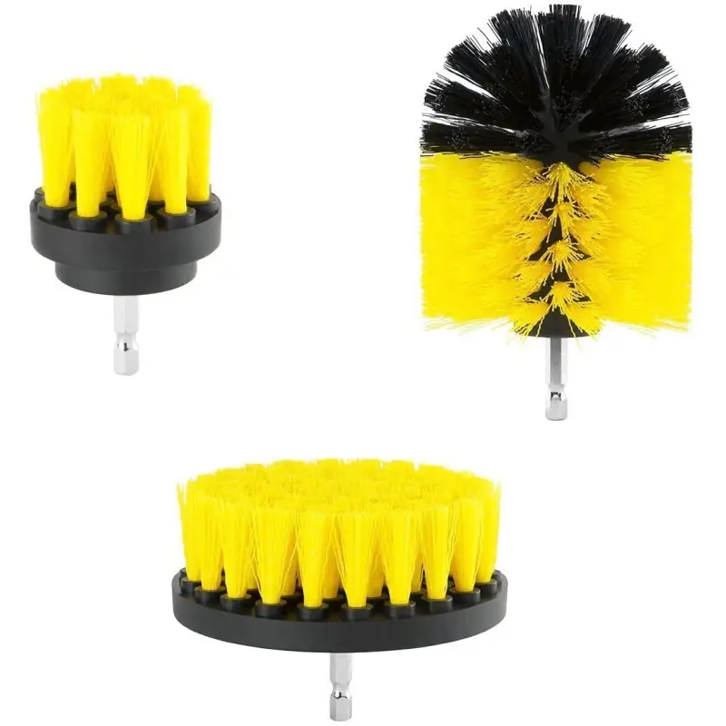 Drill Brush Accessory DRILL BRUSH KIT – YELLOW (2″ROUND, 4″ FLAT, 4″ BULLET) -** DRILL NOT INCLUDED**