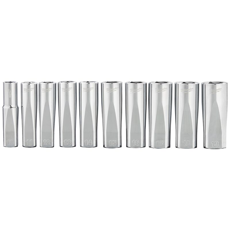 Milwaukee 3/8" Drive 10pc Deep Well Socket Set - Metric