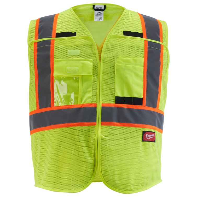 Milwaukee Class 2 High Visibility Breakaway Mesh Yellow Safety Vest - L/XL