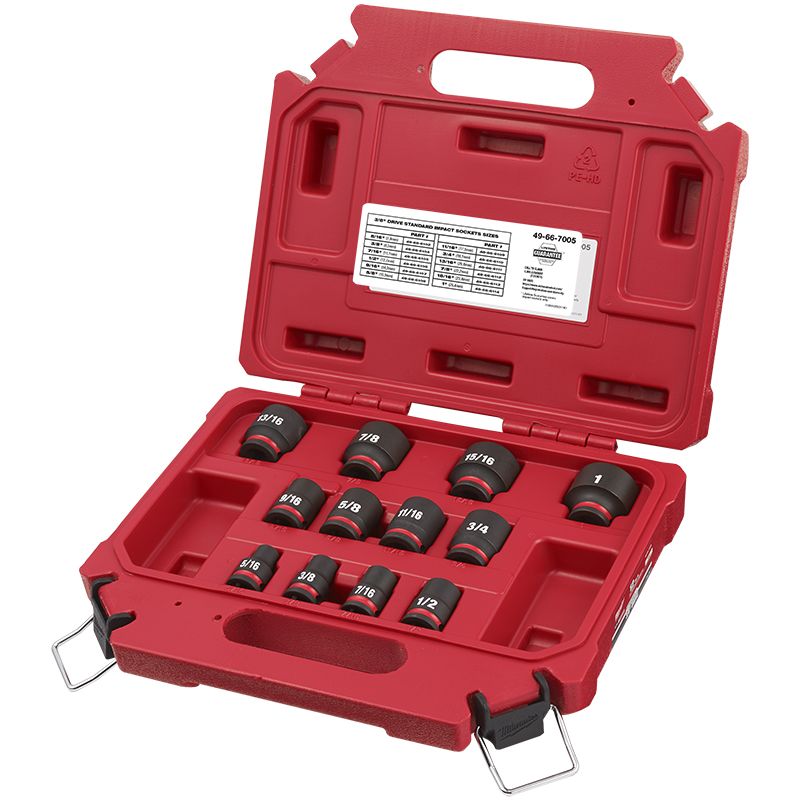 Milwaukee 12pc SHOCKWAVE Impact Duty 3/8" Drive SAE Standard 6 Point Socket Set
