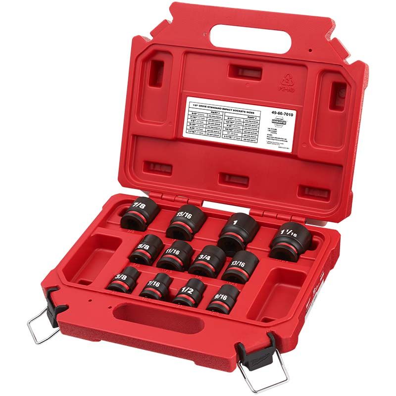 Milwaukee 12pc SHOCKWAVE Impact Duty 1/2" Drive SAE Standard 6 Point Socket Set