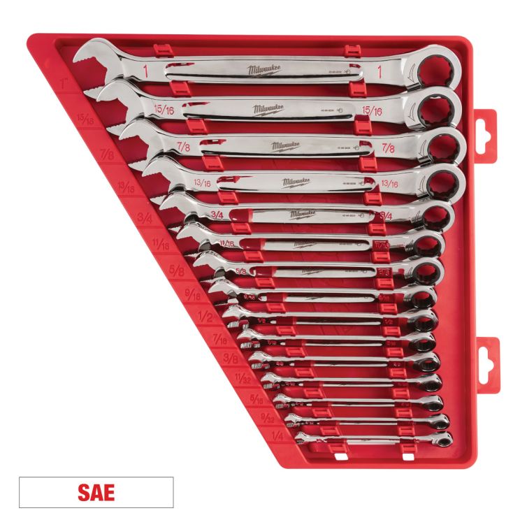 Milwaukee 15PC Ratcheting Combination Wrench Set SAE