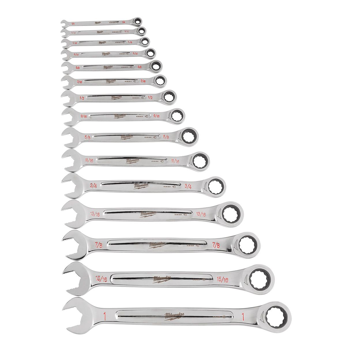 Milwaukee 15PC Ratcheting Combination Wrench Set SAE
