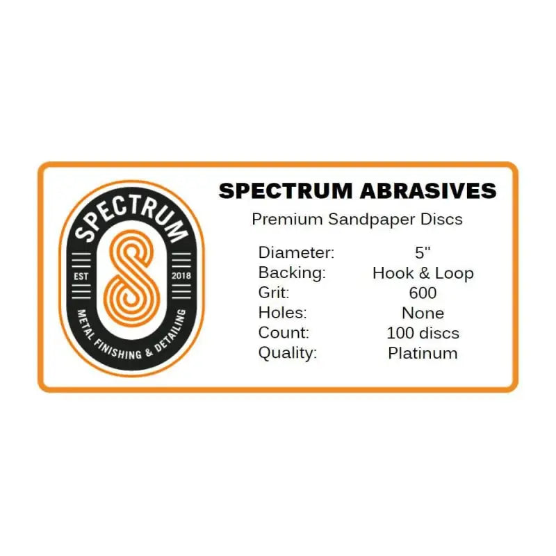 Spectrum Miscellaneous 5" / 600 Spectrum Abrasives Hook & Loop Sandpaper Discs