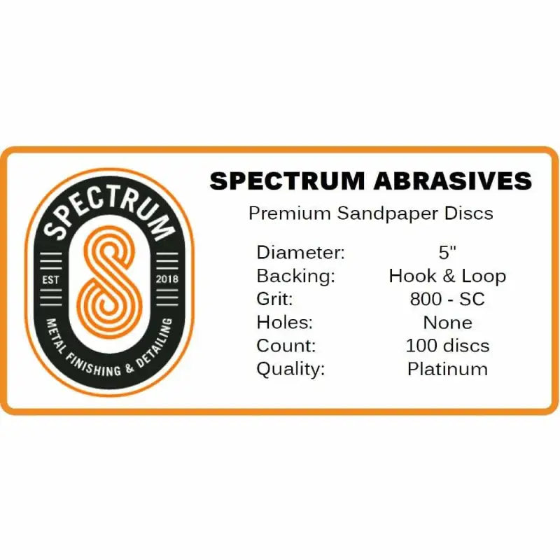 Spectrum Miscellaneous 5" / 800 Spectrum Abrasives Hook & Loop Sandpaper Discs