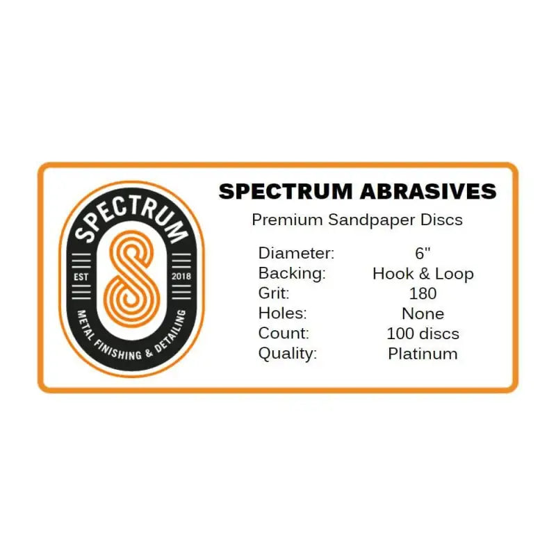 Spectrum Miscellaneous 6" / 180 Spectrum Abrasives Hook & Loop Sandpaper Discs