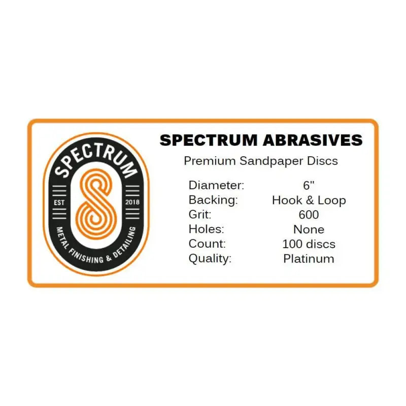 Spectrum Miscellaneous 6" / 600 Spectrum Abrasives Hook & Loop Sandpaper Discs
