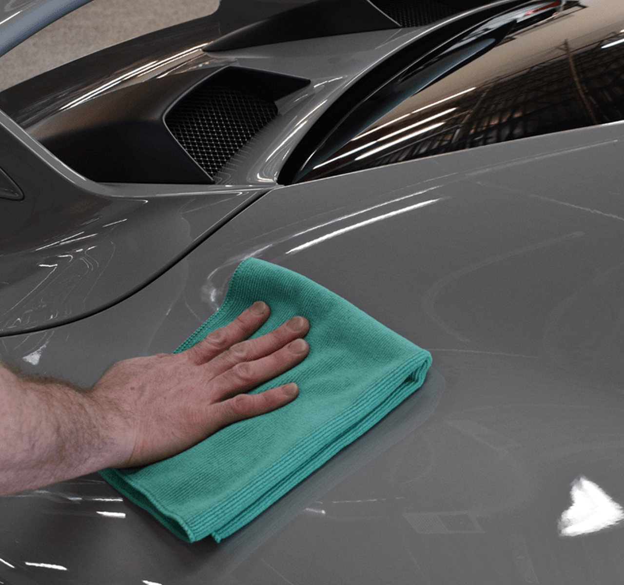 The Rag Company towel 16 x 16 / Green / 80% Polyester / 20% Polyamide 320 GSM The Rag Company Pearl Ceramic Coating Interior Towel